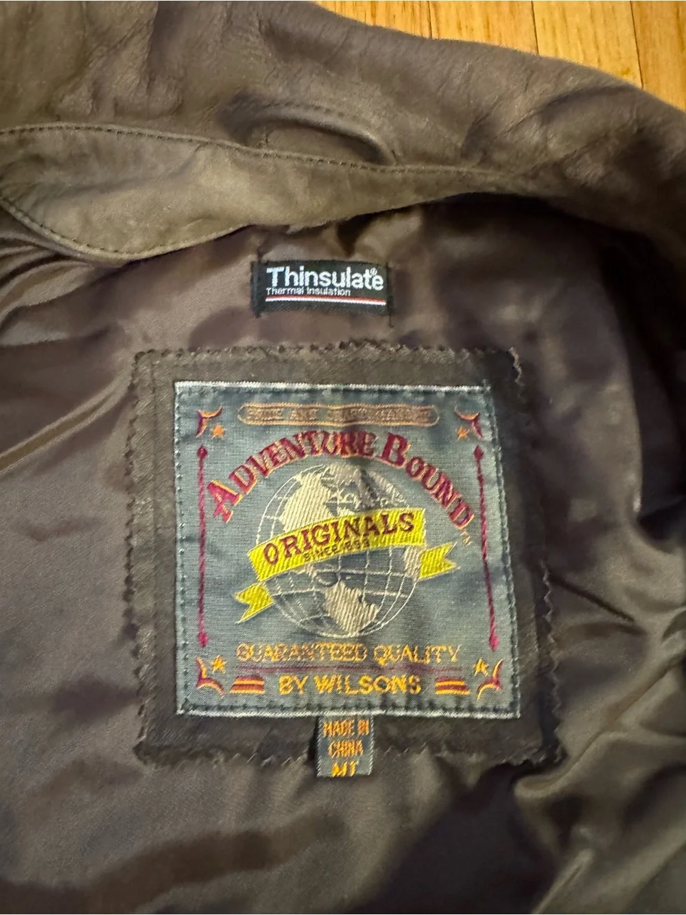 Men’s Large Wilsons Vintage Brown 100% Leather Jacket